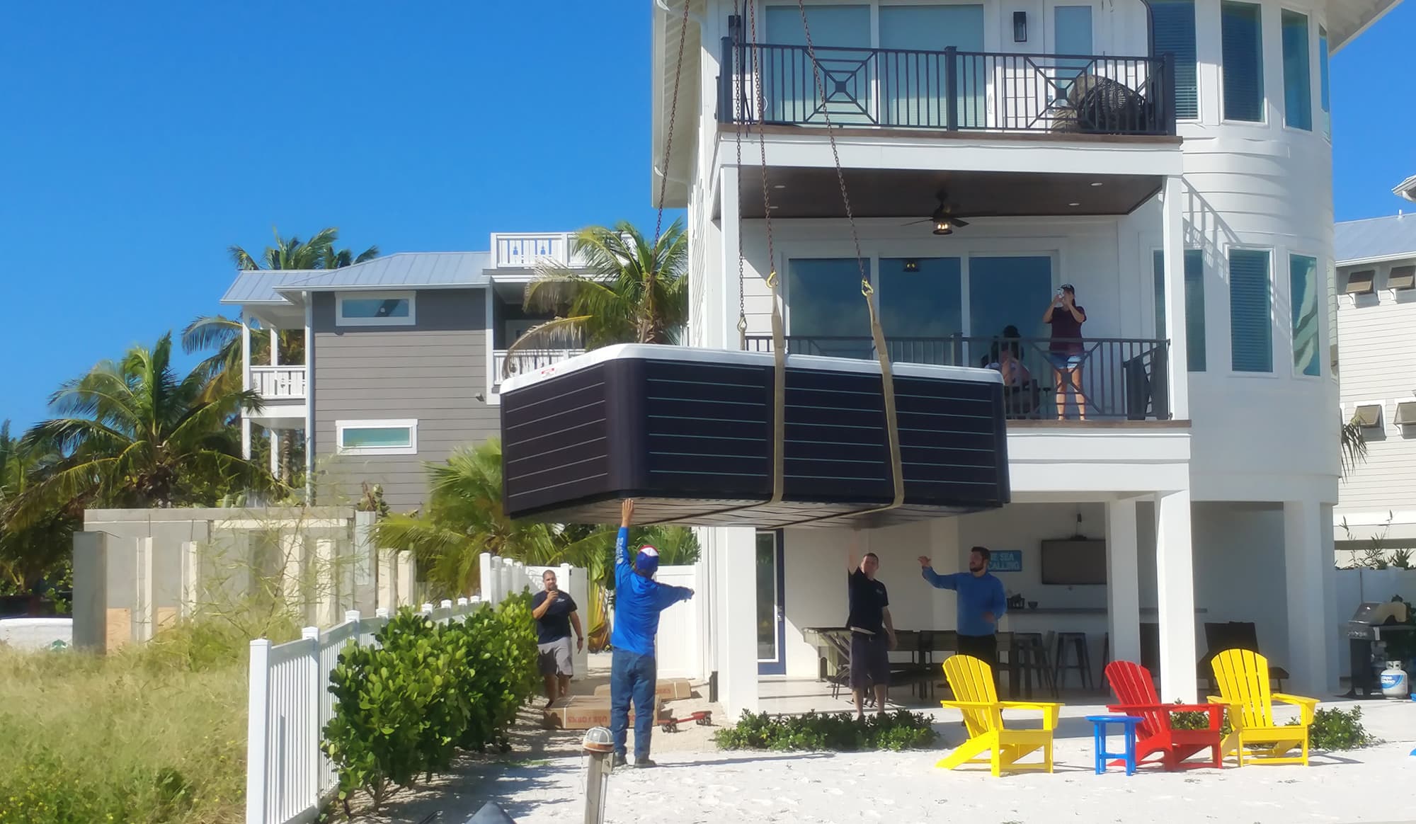 hot tub crane installation